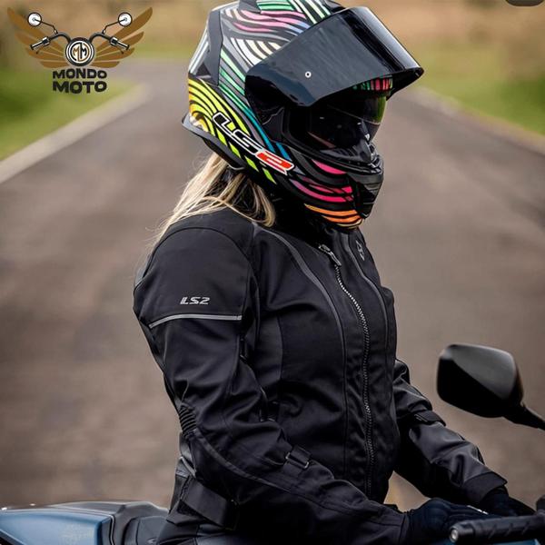 Imagem de Capacete LS2 FF800 Storm Power Rainbow Preto Fosco N60 - Feminino - Visor solar - Bicomposto - Motoqueiro - Motociclistico 