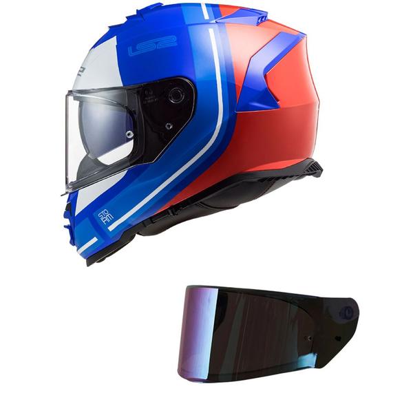 Imagem de Capacete LS2 FF800 Storm Slant  Azul e Vermelho Mais Viseira Camaleão