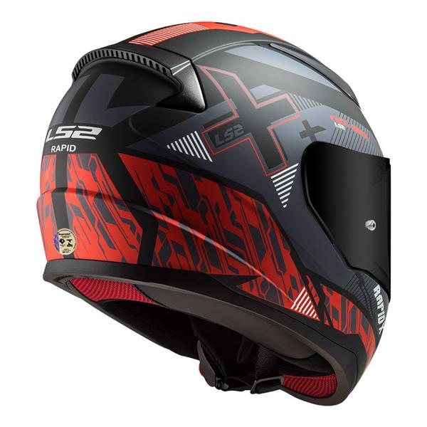 Imagem de Capacete LS2 Rapid Xtreet Preto e Vermelho Fosco