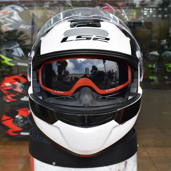 Imagem de Capacete Ls2 Strobe 2 FF908 Autox Branco Robocop Articulado