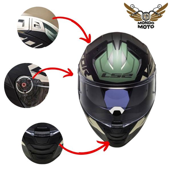 Imagem de Capacete LS2 Vector 2 FF811 Absolute - Preto/Prata/Verde 60/L