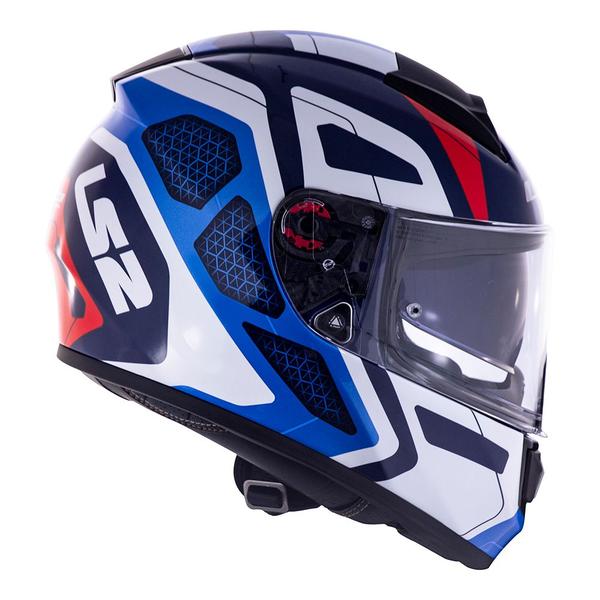 Imagem de Capacete Ls2 Vector FF397 Interceptor Azul Vermelho Branco Tricomposto