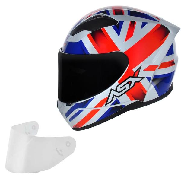 Imagem de Capacete Masculino Asx City Kingdom Azul Moto + Viseira Fume