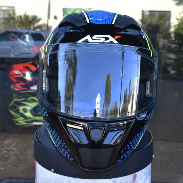 Imagem de Capacete Masculino Asx City Storm Azul Moto + Viseira Fume