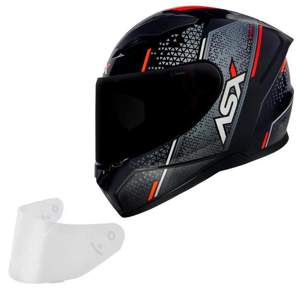 Imagem de Capacete Masculino Asx City Storm Cinza Moto + Viseira Fume