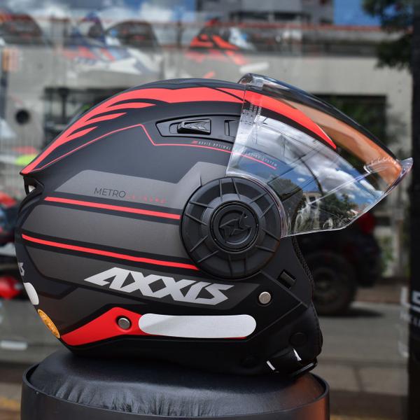 Imagem de Capacete Masculino Axxis Aberto Metro Leisure Vermelho Moto