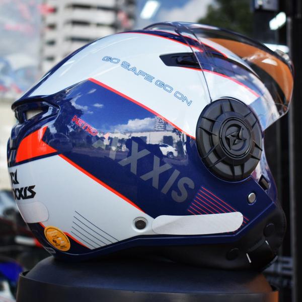 Imagem de Capacete Masculino Axxis Aberto Metro Techno B2 Azul Moto