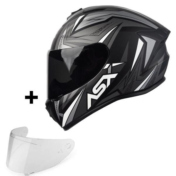 Capacete Masculino Axxis Asx Draken Vector Fosco Preto Cinza com viseira fumê