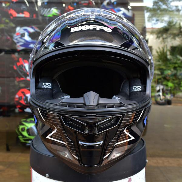 Imagem de Capacete Masculino Bieffe B-Fast Strak Azul Esportivo Moto