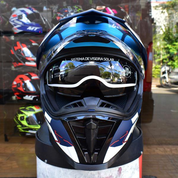 Imagem de Capacete Masculino Bieffe B-Trail Conquest Azul Fosco Moto