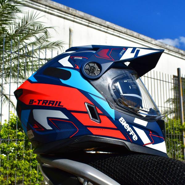 Imagem de Capacete Masculino Bieffe B-Trail Conquest Azul Fosco Moto