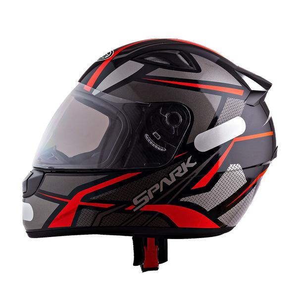 Imagem de Capacete Masculino Ebf Spider Vermelho Com Narigueira Extra Mais Viseira Fumê e Adesivo Preto