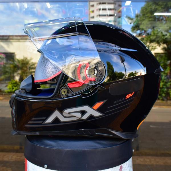 Imagem de Capacete Masculino Feminino Asx Eagle Sv Preto Brilho Oculos