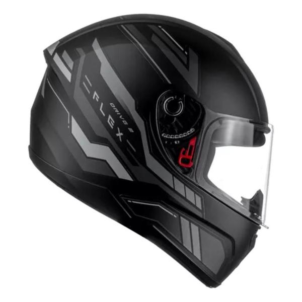 Imagem de Capacete Masculino Fly Drive 2 Hg Flex Preto Fosco Grafite Fechado