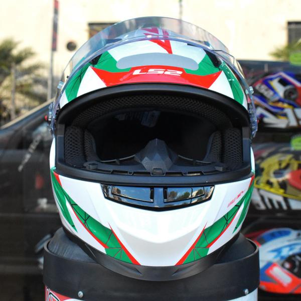 Imagem de Capacete Masculino Ls2 ff358 Draze Verde Branco Fechado Moto