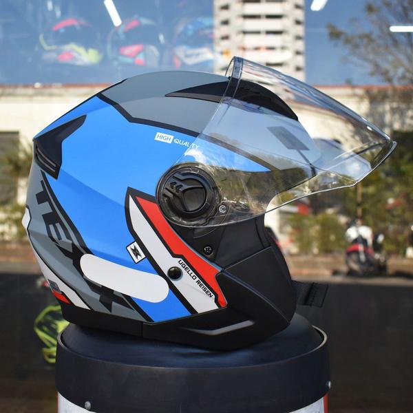 Imagem de Capacete Masculino Moto Aberto Texx Ugello Reisen Azul Oculo