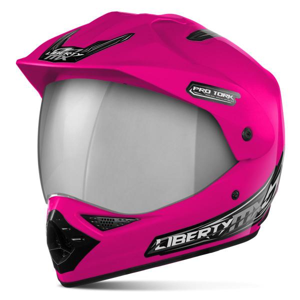 Imagem de Capacete Masculino Motocross Trilha Enduro Fechado Pro Tork Liberty Mx Pro Vision Viseira Cromada