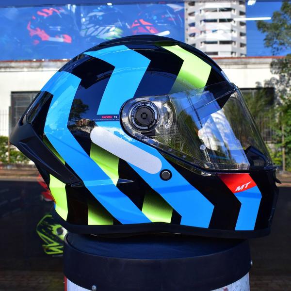 Imagem de Capacete Masculino MT Stinger 2 Asphalt Azul Esportivo Moto