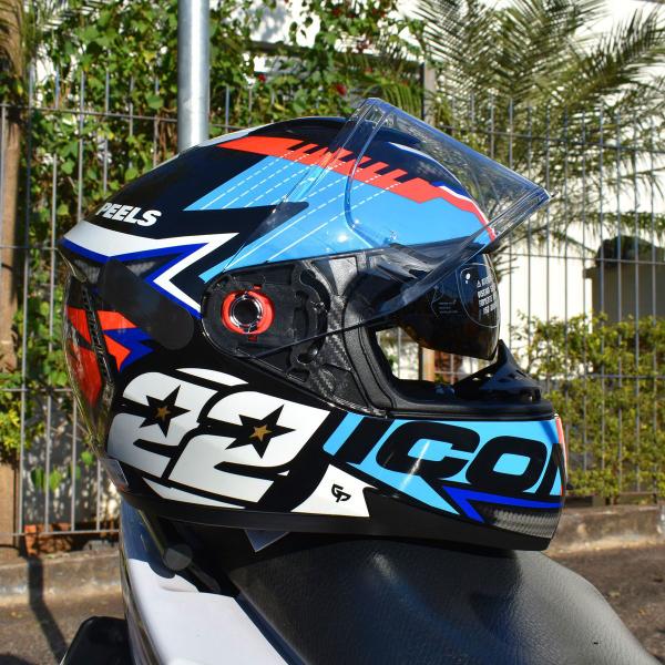 Imagem de Capacete Masculino Peels Icon Rt Azul Oculos Interno Moto