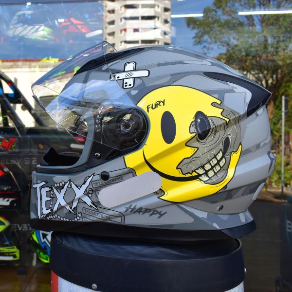 Imagem de Capacete Masculino Texx Hawk Fury Cinza Motoqueiro Fechado