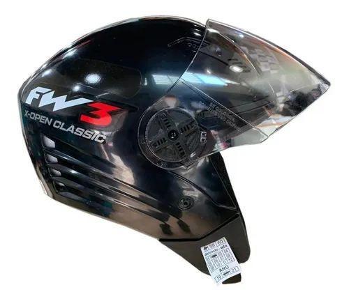 Imagem de Capacete Moto Aberto Fw3 X Open Classic Preto Brilhante 60