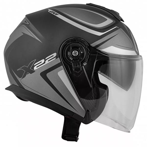 Imagem de Capacete Moto Aberto Givi X22 Planet Hyper Preto Prata Fosco