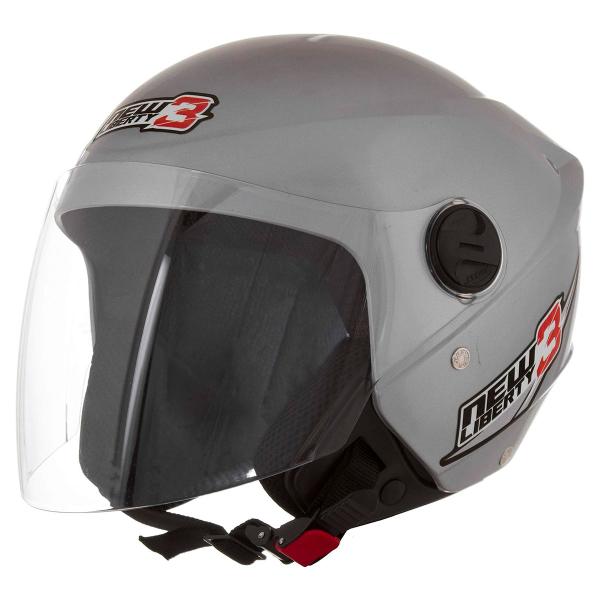 Imagem de Capacete Moto Aberto New Liberty 3 Cinza/Prata Viseira Cristal Inmetro Tamanho 58 - Pro Tork