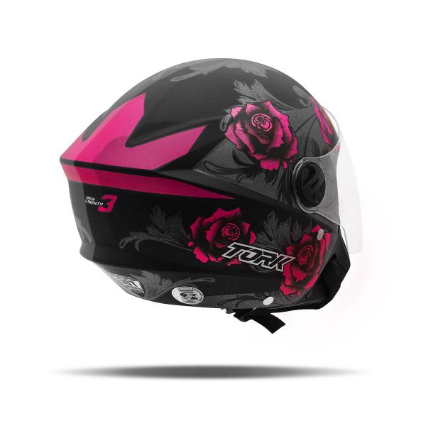 Imagem de Capacete Moto Aberto New Liberty 3 Three Flowers Pro Tork Brilhante Feminino Masculino