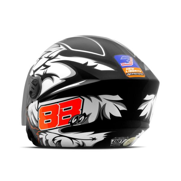 Imagem de Capacete Moto Aberto New Liberty Three Gp 88 Brilhante com Viseira Fumê Azul Preto Tamanhos 56 58 60