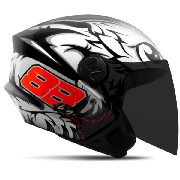 Imagem de Capacete Moto Aberto New Liberty Three GP 88 Brilhante + Viseira Fumê