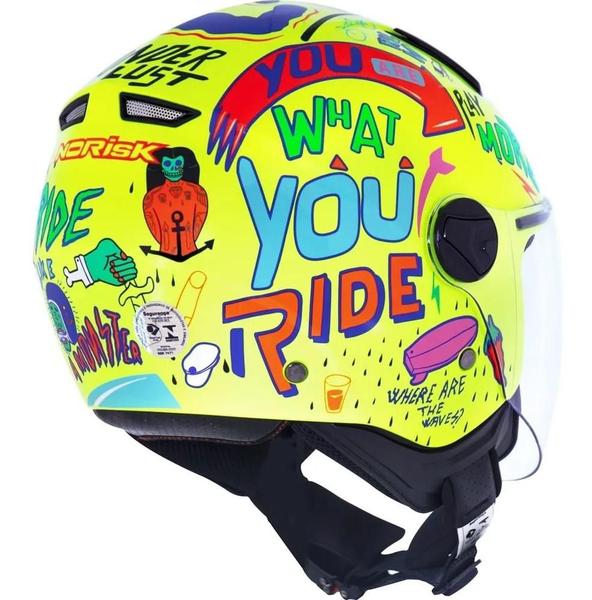 Imagem de Capacete Moto Aberto Norisk Orion Free Amarelo/Azul Tam 58