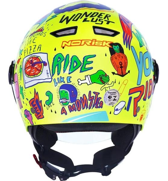 Imagem de Capacete Moto Aberto Norisk Orion Free Amarelo/Azul Tam 58