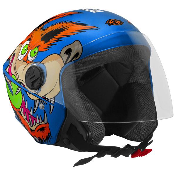 Imagem de Capacete Moto Aberto Personalizado New Liberty 3 Coyote Pro Tork Fosco Lobo