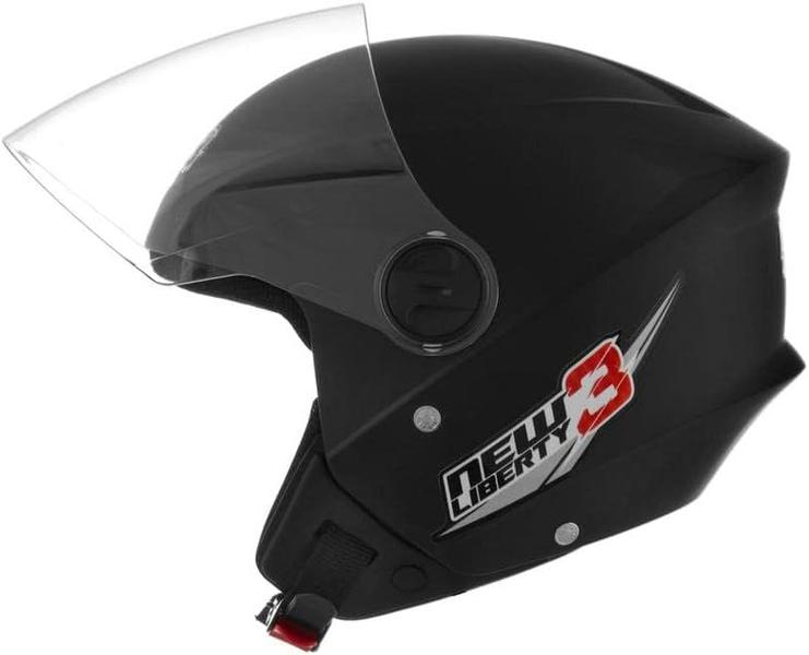 Imagem de Capacete Moto Aberto Preto Pro Tork New Liberty 3 Viseira Cristal 2mm Espessura Tamanho 60