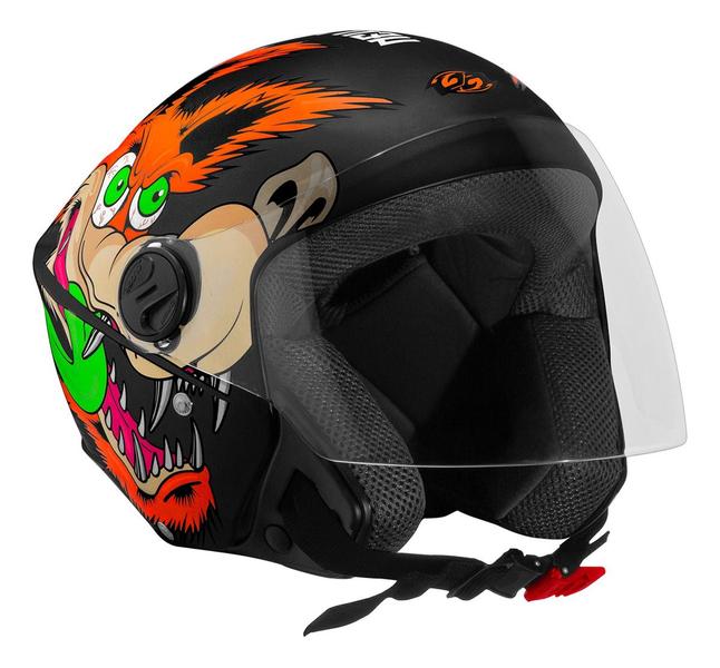 Imagem de Capacete Moto Aberto Pro Tork New Liberty Three Coyote Preto Viseira Transparente Diversos Tamanhos + Capa de Chuva