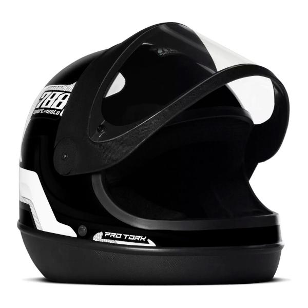 Imagem de Capacete Moto Aberto Sport Moto 788 Branco Viseira Cristal Inmetro Tamanho 60 - Pro Tork