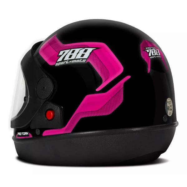 Imagem de Capacete Moto Aberto Sport Moto 788 Rosa Viseira Cristal Inmetro Tamanho 60 - Pro Tork