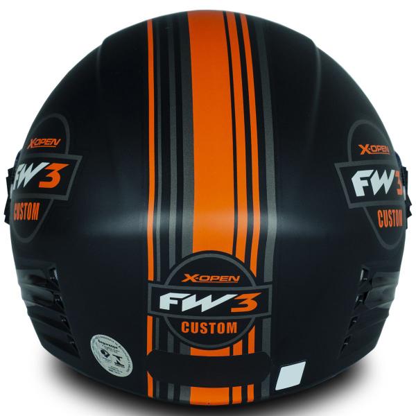 Imagem de Capacete Moto Aberto Viseira Cromada Preto Fosco Laranja 56