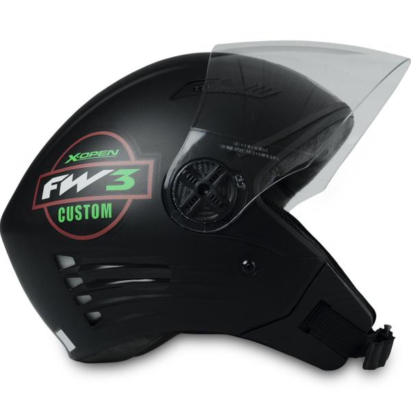 Imagem de Capacete Moto Aberto Viseira Dourada Preto Fosco Verde 56