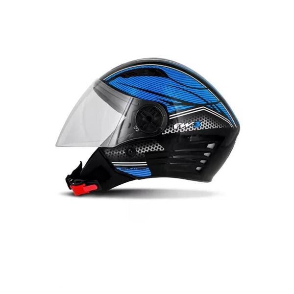 Imagem de Capacete Moto Aberto X Open Preto/Azul Viseira Cristal Inmetro Tamanho 60 - FW3