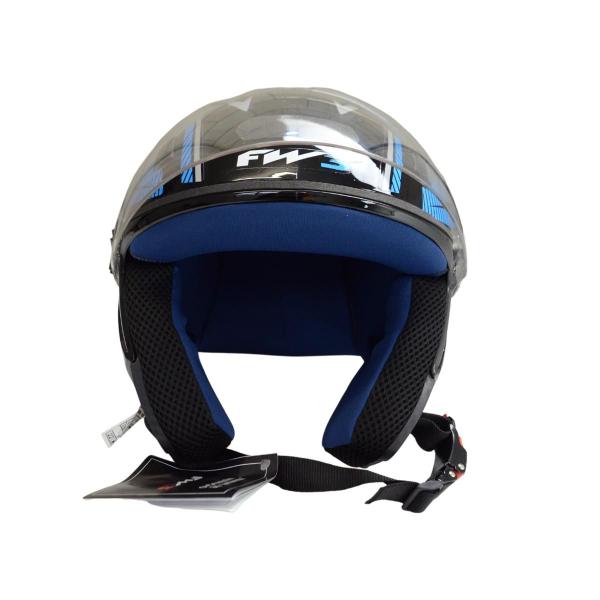 Imagem de Capacete Moto Aberto X Open Preto/Azul Viseira Cristal Inmetro Tamanho 60 - FW3