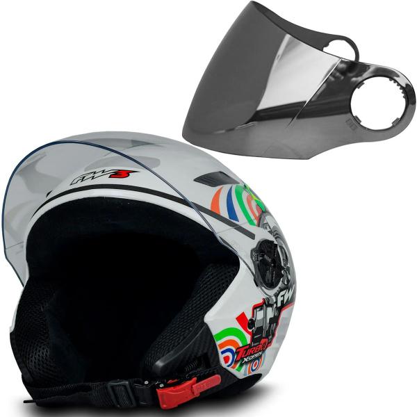 Imagem de Capacete Moto Aberto X Open Turbo Branco 60 Viseira Cromada