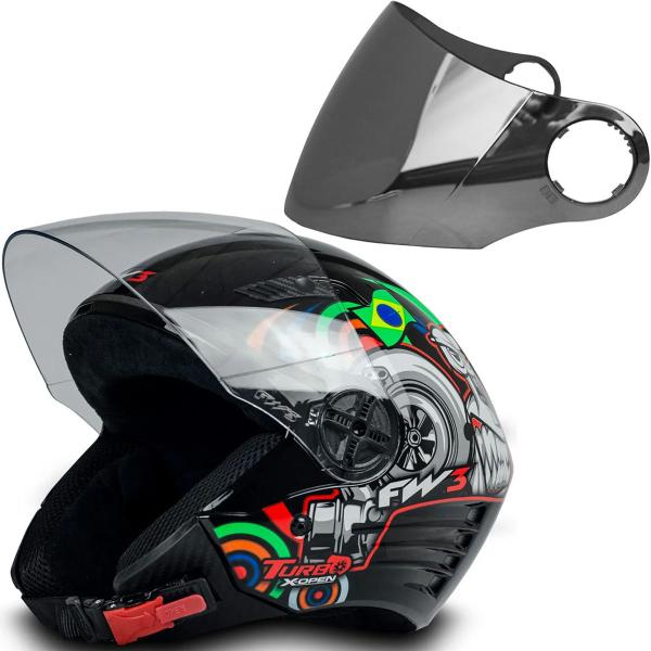 Imagem de Capacete Moto Aberto X Open Turbo Preto 60 Viseira Cromada