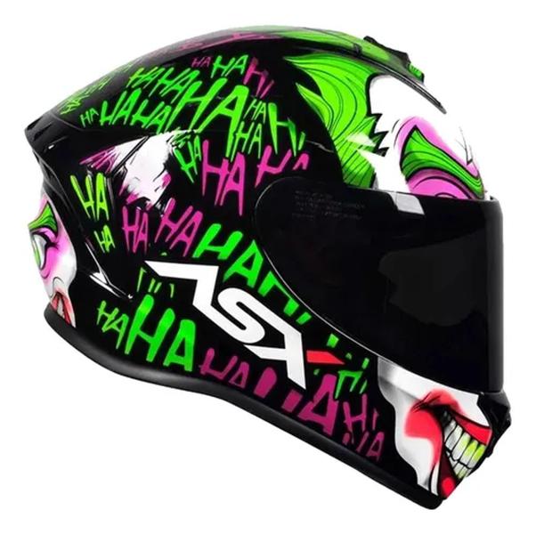 Capacete Moto Asx Draken Joker Preto/verde/violeta TAM 60