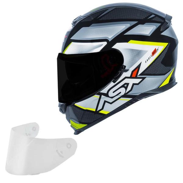 Imagem de Capacete Moto Asx Eagle Sv Fast Amarelo Oculos +Viseira Fume