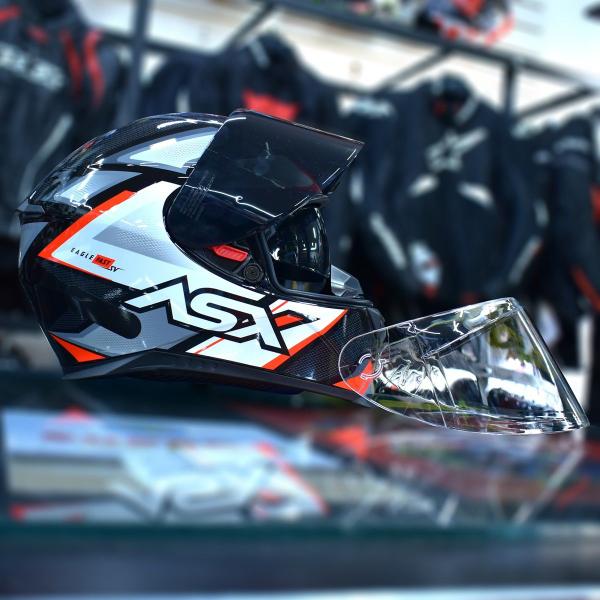 Imagem de Capacete Moto Asx Eagle Sv Fast Vermelho Oculo +Viseira Fume