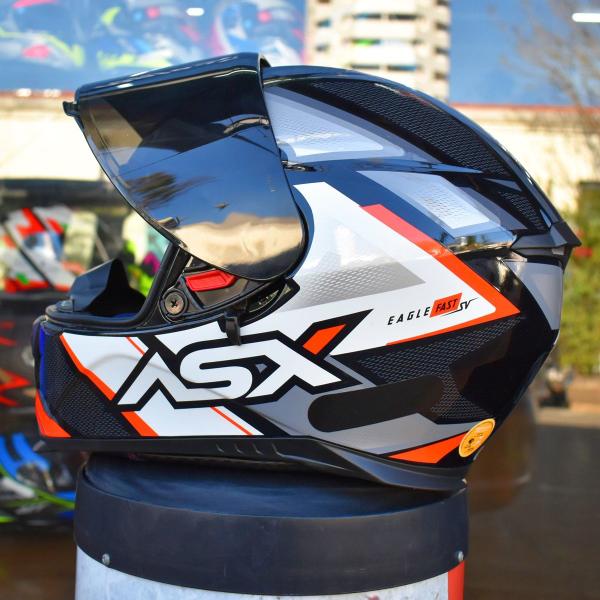 Imagem de Capacete Moto Asx Eagle Sv Fast Vermelho Oculo +Viseira Fume