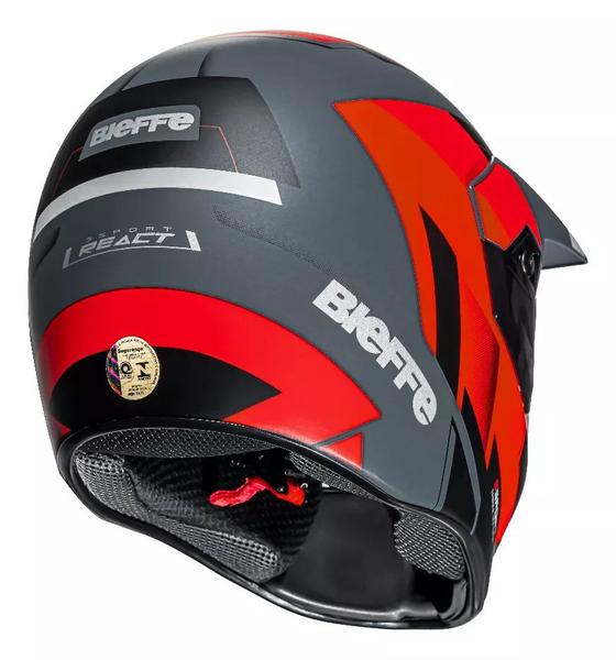 Imagem de Capacete Moto Bieffe 3 Sport React Cinza Dark Vermelho Fosco