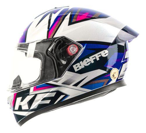 Imagem de Capacete Moto Bieffe B-12 KF Especial - Branco Perolizado e Roxo