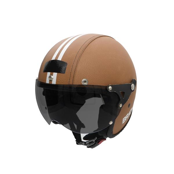 Imagem de Capacete Moto Br 101 3/4 Revestido Creme Fume 58 Custom